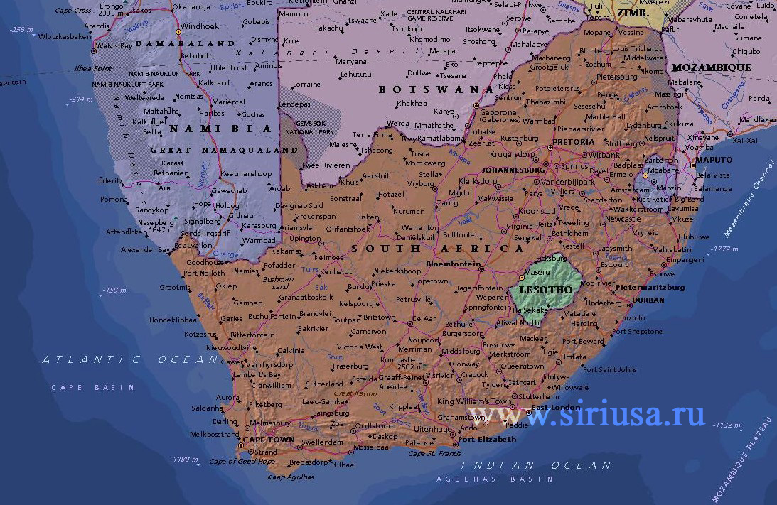 ЮАР, карта